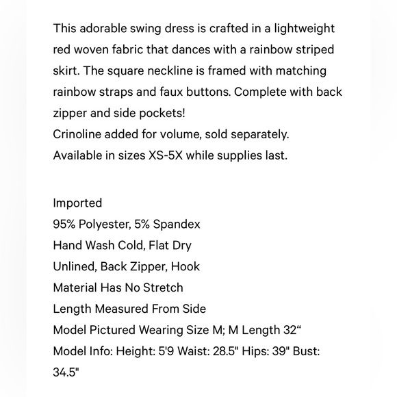 NWT Unique Vintage Red & Rainbow Stripe Swing Dress - Picture 6 of 8